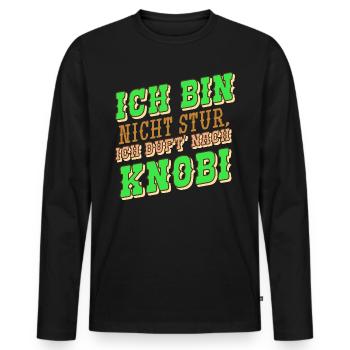 Conception d’humour à l’ail – Drôle pour le carnaval - T-shirt manches longues Premium bio Homme - noir - Devant - Nico (187cm)