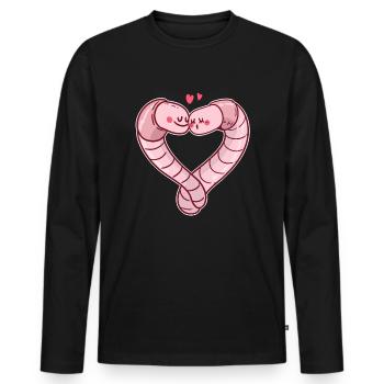 Wurm Regenwurm Valentinstag - Männer Premium Bio Langarmshirt - Schwarz - Vorne - Nico (187cm)