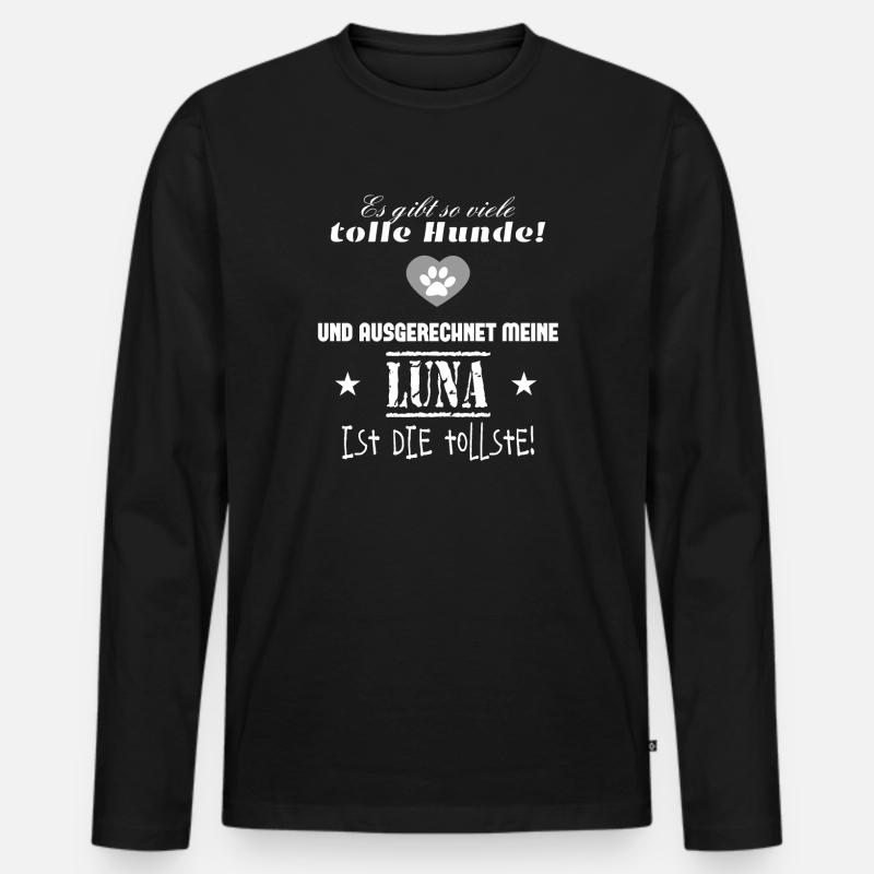 Hundename Luna Hundespruch mit Luna - Männer Premium Bio Langarmshirt - Schwarz