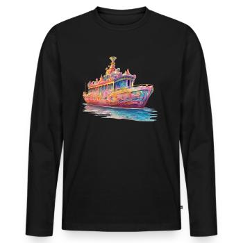 Psychedelische Odyssee Traumboot - Männer Premium Bio Langarmshirt - Schwarz - Vorne - Nico (187cm)