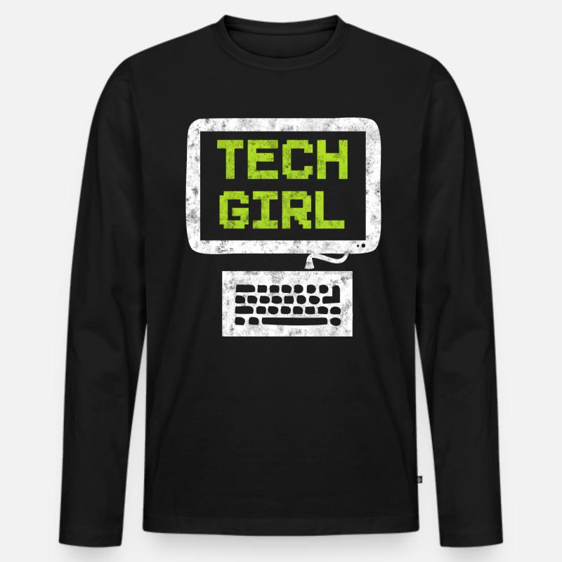 Tech Girl Computertechniker - Männer Premium Bio Langarmshirt - Schwarz