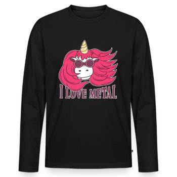Cadeau de métaler de métal lourd de Licorne j'aime le métal - T-shirt manches longues Premium bio Homme - noir - Devant - Nico (187cm)