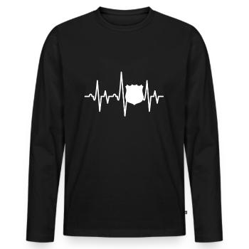 Police Heartbeat Design - T-shirt manches longues Premium bio Homme - noir - Devant - Nico (187cm)