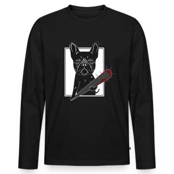 Bouledogue français en colère - T-shirt manches longues Premium bio Homme - noir - Devant - Nico (187cm)