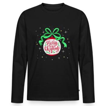 Xmas Retro Vintage Christmas Reindeer Artwork - Men's Premium Organic Long Sleeve Shirt - black - Front - Nico (187cm)