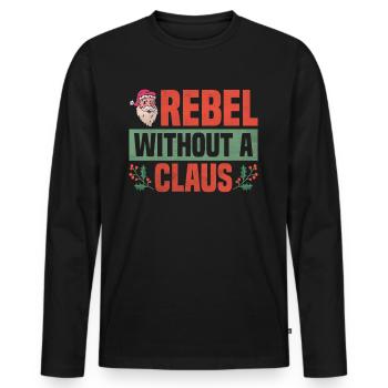 Rebell Ohne Claus Weihnachten - Männer Premium Bio Langarmshirt - Schwarz - Vorne - Nico (187cm)
