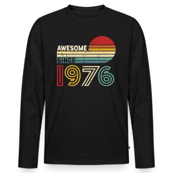1976 Geschenk Geburtstag Jahrgang Spruch - Männer Premium Bio Langarmshirt - Schwarz - Vorne - Nico (187cm)