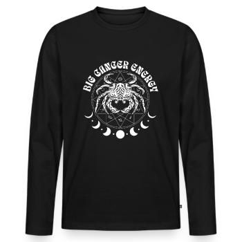 Big Cancer Energy Astrology Zodiac Sign - Men's Premium Organic Long Sleeve Shirt - black - Front - Nico (187cm)