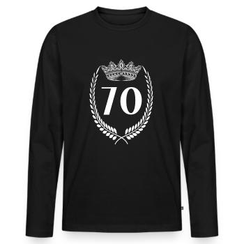 70. Geburtstag Zahl Jubiläum 70 - Männer Premium Bio Langarmshirt - Schwarz - Vorne - Nico (187cm)