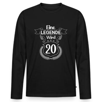 Eine Legende wird 20 - Männer Premium Bio Langarmshirt - Schwarz - Vorne - Nico (187cm)