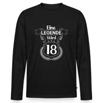 Eine Legende wird 18 - Männer Premium Bio Langarmshirt - Schwarz - Vorne - Nico (187cm)