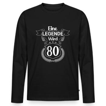 Eine Legende wird 80 - Männer Premium Bio Langarmshirt - Schwarz - Vorne - Nico (187cm)