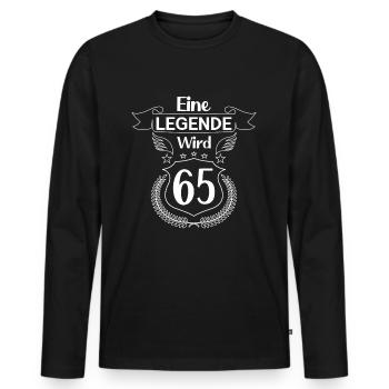 Eine Legende wird 65 - Männer Premium Bio Langarmshirt - Schwarz - Vorne - Nico (187cm)