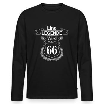 eine legende wird 66 - Männer Premium Bio Langarmshirt - Schwarz - Vorne - Nico (187cm)