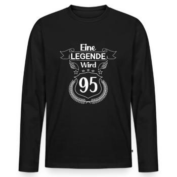 eine legende wird 95 - Männer Premium Bio Langarmshirt - Schwarz - Vorne - Nico (187cm)