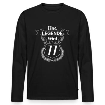 eine legende wird 77 - Männer Premium Bio Langarmshirt - Schwarz - Vorne - Nico (187cm)