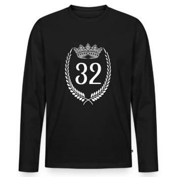 32e anniversaire Numéro Anniversaire 32 - T-shirt manches longues Premium bio Homme - noir - Devant - Nico (187cm)