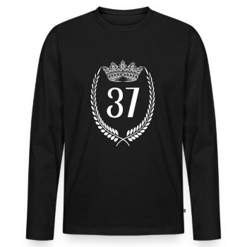 37e anniversaire Numéro anniversaire 37 - T-shirt manches longues Premium bio Homme - noir - Devant - Nico (187cm)
