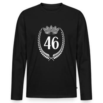 46. Geburtstag Zahl Jubiläum 46 - Männer Premium Bio Langarmshirt - Schwarz - Vorne - Nico (187cm)