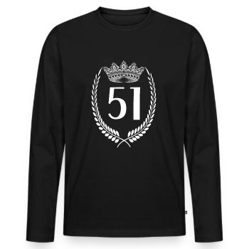 51e anniversaire Numéro anniversaire 51 - T-shirt manches longues Premium bio Homme - noir - Devant - Nico (187cm)