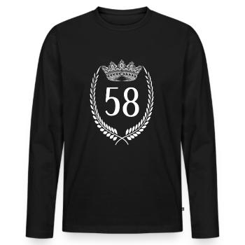 58e anniversaire Numéro Jubilé 58 - T-shirt manches longues Premium bio Homme - noir - Devant - Nico (187cm)