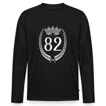 82. Geburtstag Zahl Jubiläum 82 - Männer Premium Bio Langarmshirt - Schwarz - Vorne - Nico (187cm)