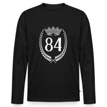 84. Geburtstag Zahl Jubiläum 84 - Männer Premium Bio Langarmshirt - Schwarz - Vorne - Nico (187cm)