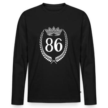 86e anniversaire Numéro anniversaire 86 - T-shirt manches longues Premium bio Homme - noir - Devant - Nico (187cm)