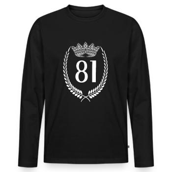 81. Geburtstag Zahl Jubiläum 81 - Männer Premium Bio Langarmshirt - Schwarz - Vorne - Nico (187cm)