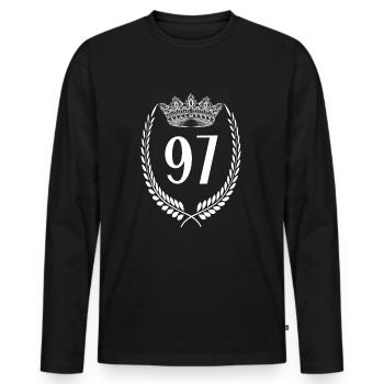 97e anniversaire Numéro anniversaire 97 - T-shirt manches longues Premium bio Homme - noir - Devant - Nico (187cm)