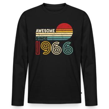 1966 Gift Birthday vintage Spruch - Men's Premium Organic Long Sleeve Shirt - black - Front - Nico (187cm)