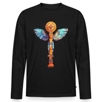 Symbole égyptien - T-shirt manches longues Premium bio Homme - noir - Devant - Nico (187cm)