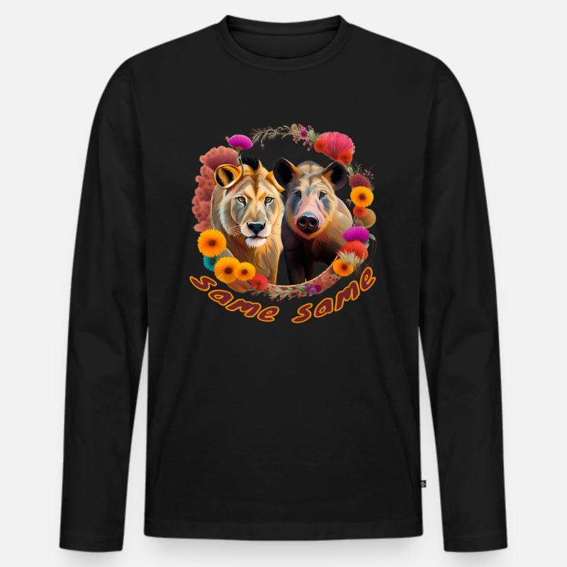 Löwenschwein - Männer Premium Bio Langarmshirt - Schwarz