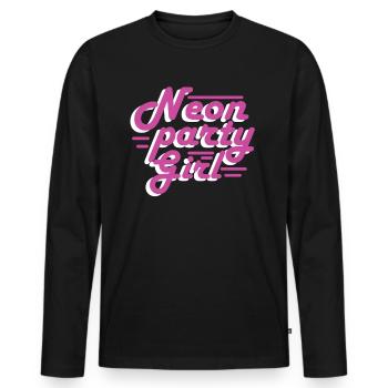 Neon Party Girl - Men's Premium Organic Long Sleeve Shirt - black - Front - Nico (187cm)