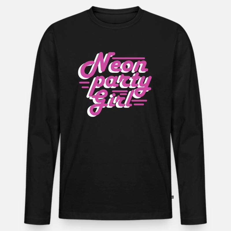 Neon-Party-Mädchen - Männer Premium Bio Langarmshirt - Schwarz