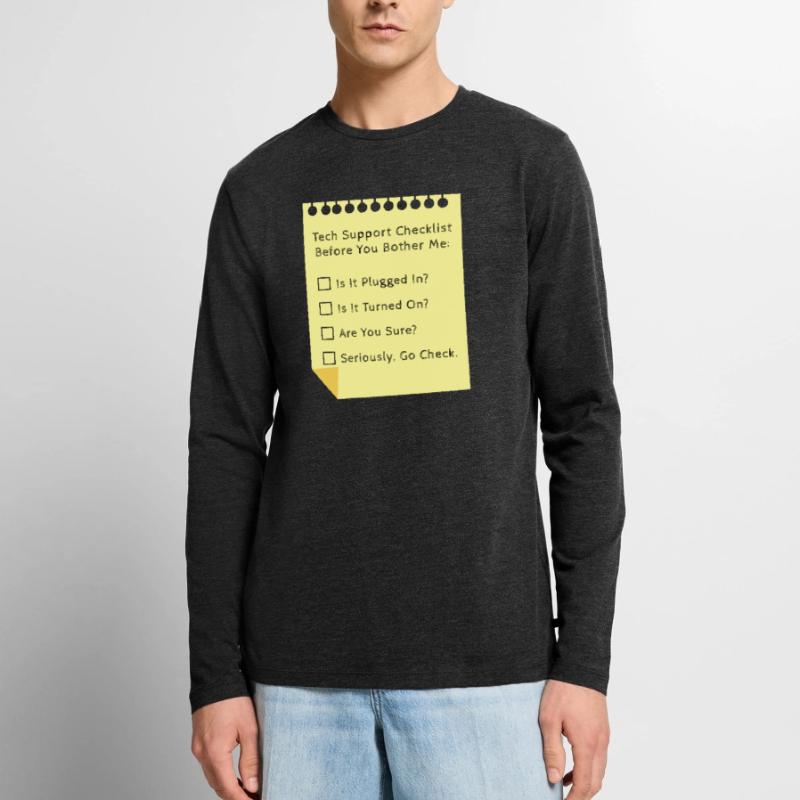Tech Support Checklist Funny Helpdesk IT Engineer Men's Premium Organic Long Sleeve Shirt