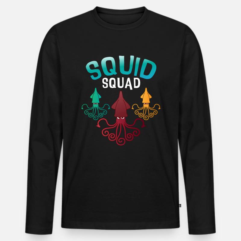 Tintenfisch Squad - Männer Premium Bio Langarmshirt - Schwarz