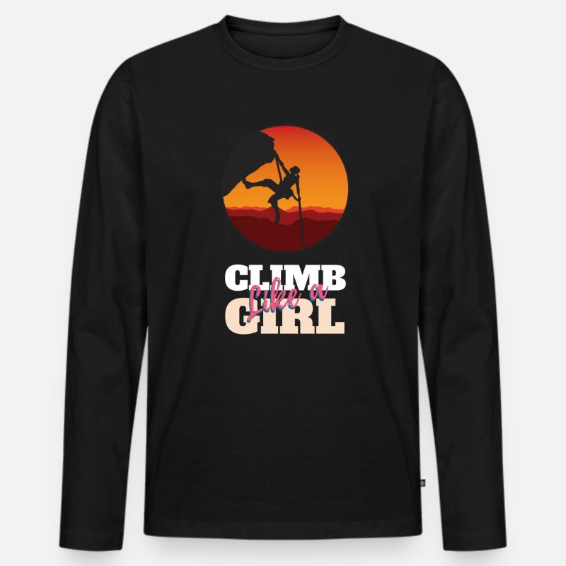 Klettern wie ein Mädchen - Männer Premium Bio Langarmshirt - Schwarz