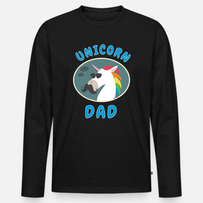 Einhorn-Papa - Männer Premium Bio Langarmshirt - Schwarz