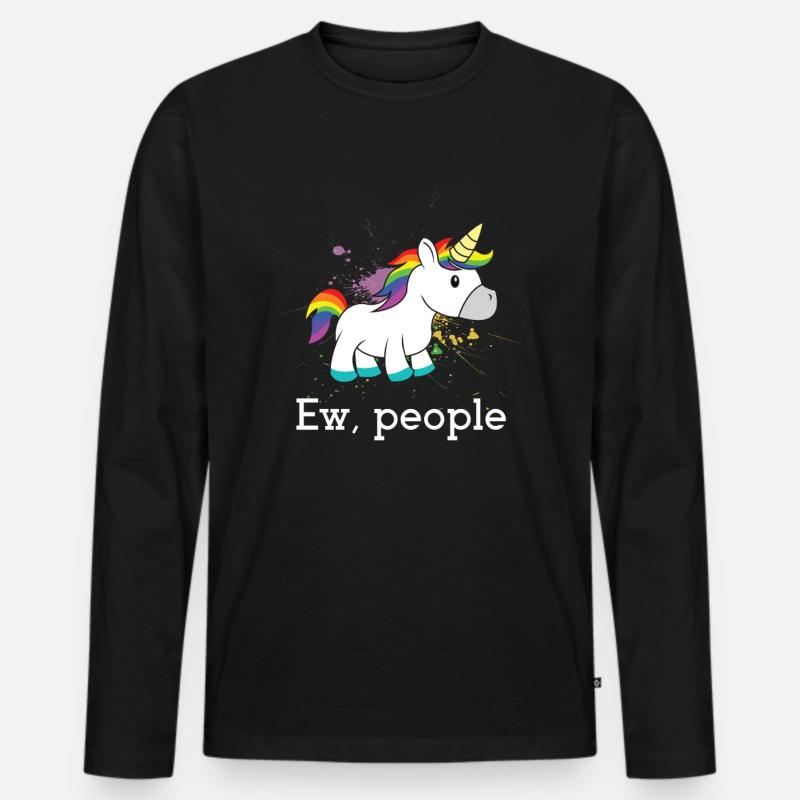 Ew Menschen Einhorn - Männer Premium Bio Langarmshirt - Schwarz
