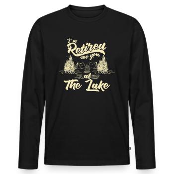 Retraité te voir au lac - T-shirt manches longues Premium bio Homme - noir - Devant - Nico (187cm)