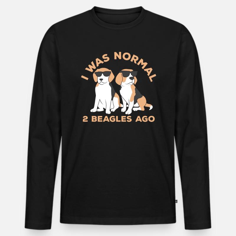 Ich war normal vor 2 Beagles - Männer Premium Bio Langarmshirt - Schwarz