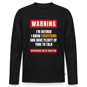 Warnung, ich bin im Ruhestand - Männer Premium Bio Langarmshirt - Schwarz - Vorne - Nico (187cm)
