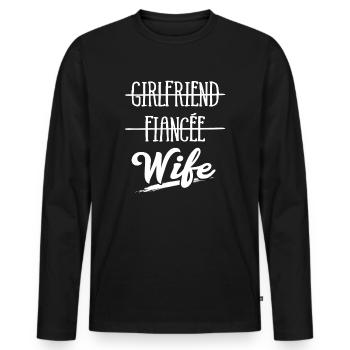 Épouse fiancée - T-shirt manches longues Premium bio Homme - noir - Devant - Nico (187cm)