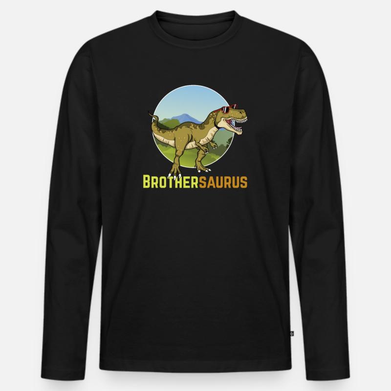 Brothersaurus - Männer Premium Bio Langarmshirt - Schwarz
