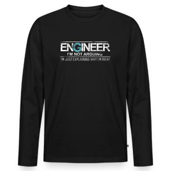 Ingenieur Ich streite nicht - Männer Premium Bio Langarmshirt - Schwarz - Vorne - Nico (187cm)