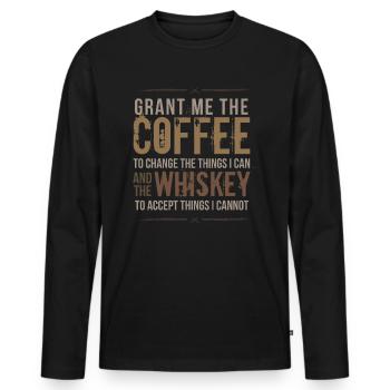 Gib mir den Kaffee und das Whisky-Trinken - Männer Premium Bio Langarmshirt - Schwarz - Vorne - Nico (187cm)