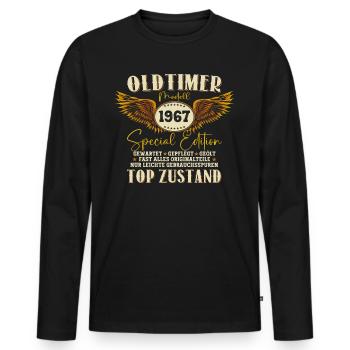 Oldtimer Jahrgang 1967 55. Geburtstag Geschenk Fun - Männer Premium Bio Langarmshirt - Schwarz - Vorne - Nico (187cm)