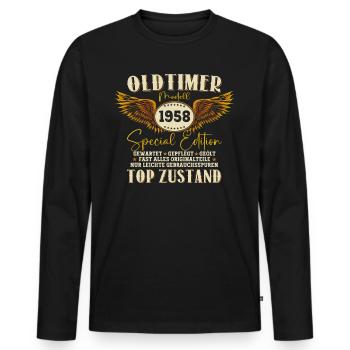 Oldtimer Jahrgang 1958 64. Geburtstag Geschenk Fun - Männer Premium Bio Langarmshirt - Schwarz - Vorne - Nico (187cm)