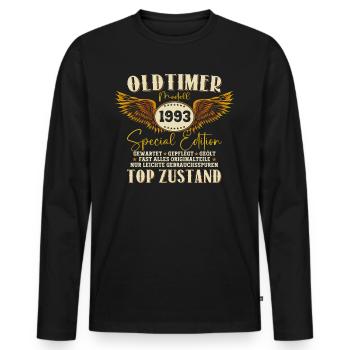 Oldtimer Jahrgang 1993 29. Geburtstag Geschenk Fun - Männer Premium Bio Langarmshirt - Schwarz - Vorne - Nico (187cm)